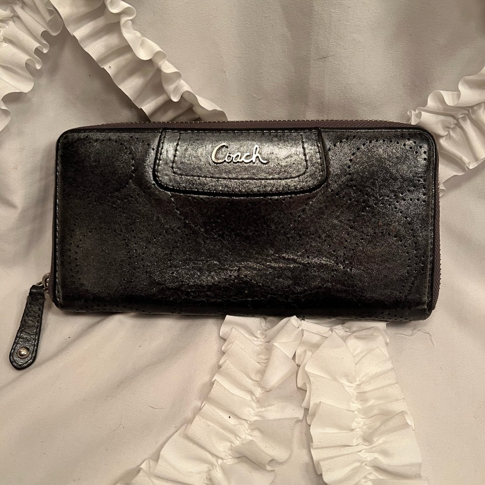 Coach Black Textured Leather Wallet